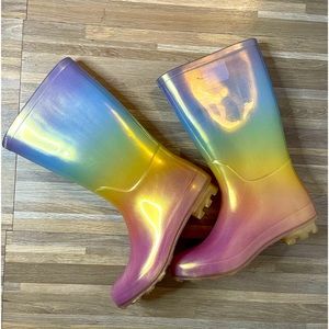 Rainbow rain boots girls size 13